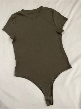 A New Day Soft Ribbed Olive Green Bodysuit🫒